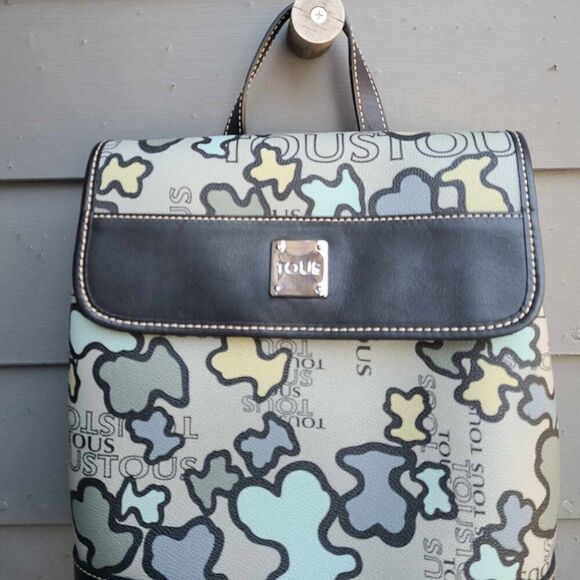 Tous Leather Kaos Icon Backpack Blue Grey Black Like New